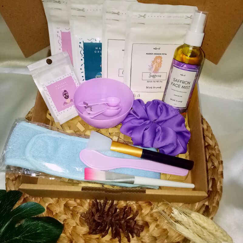 Gift Box / Hampers / Paket / Set Masker Organik Petal Saffron Murah Bpom Skincare Wajah Kado Hadiah 