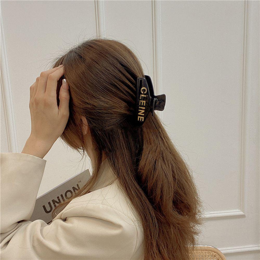 [Elegan] Wanita Cakar Rambut Elegan Vintage Surat Rambut Jepit Geometris Temperamen Ponytail Holder