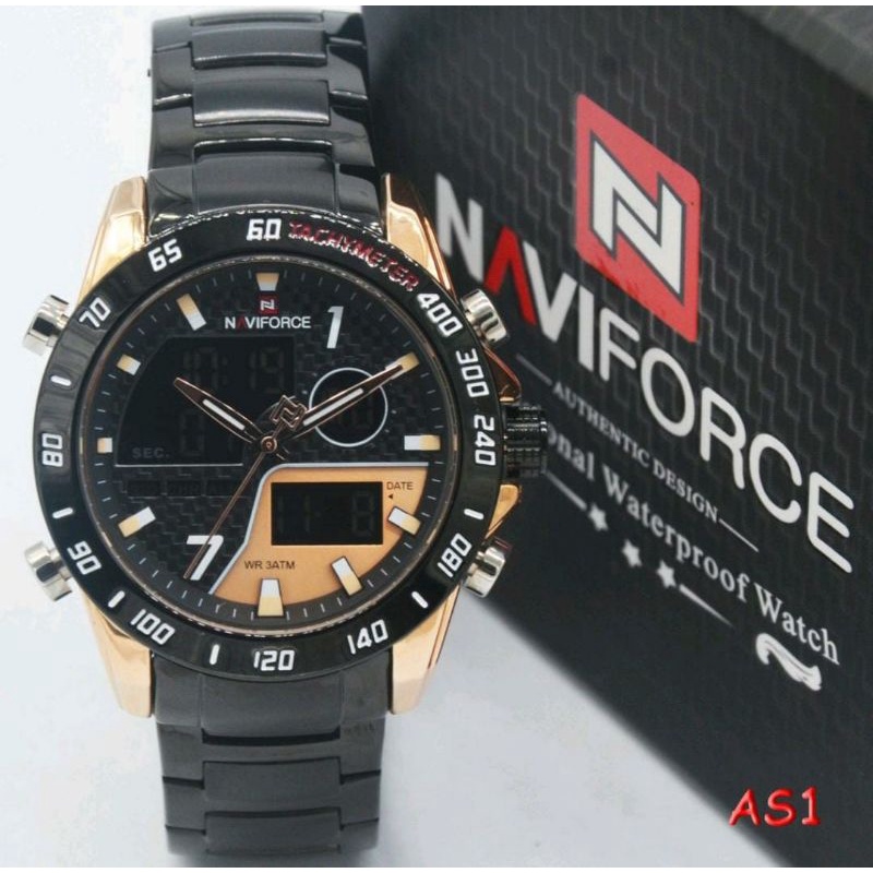 Jam Tangan Rantai Naviforce Jam Tangan Pria Stainliss Steel Pria Jam Outdoor Analog Digital