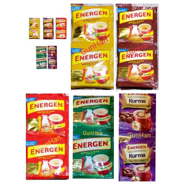 

Energen Jahe / Coklat / Vanila / Kurma / Kacang Hijau (isi 10 pcs @32gr)