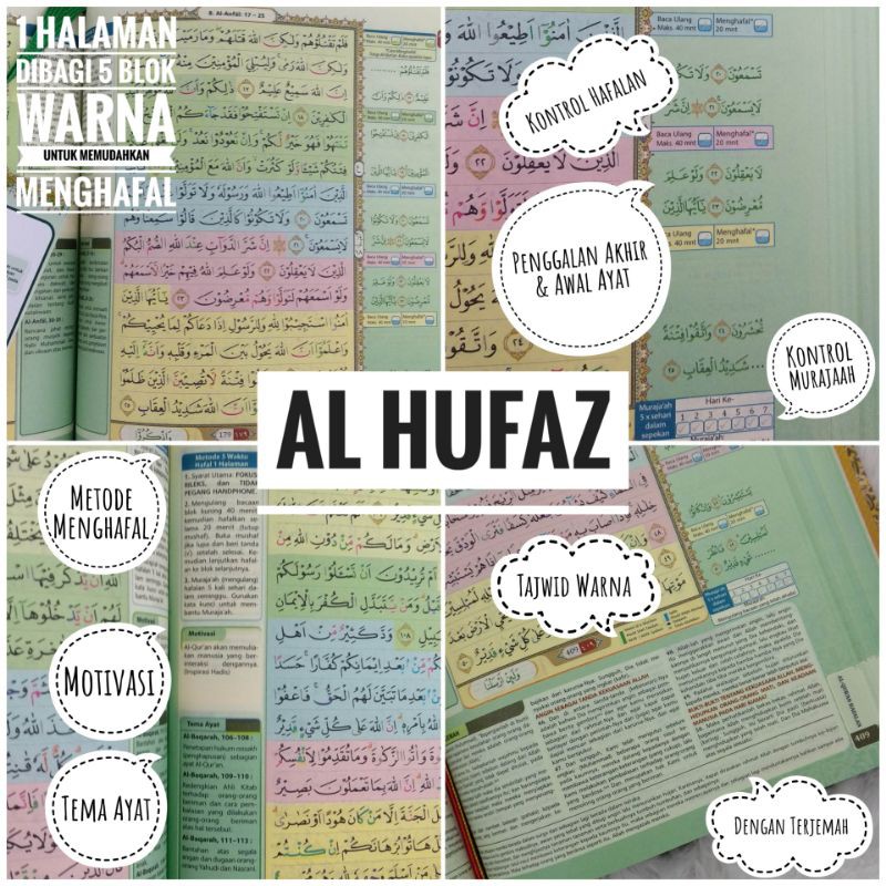 Quran Hafalan Hufaz Terjemahan Blok Warna A4 Besar