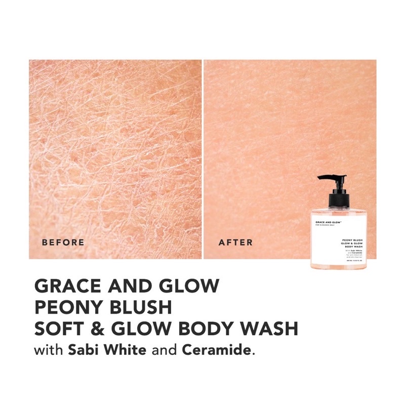 GRACE AND GLOW Body Wash 400ml With Parfume [Black Opium / English Pear &amp; Freesia / Rouge 540 | Miss Moisture | Peony Blush Sabun Mandi Cair Grace and Glow Shampoo Secret bombshell Shampoo Amethyst grace &amp; glow Body serum English pear black opium