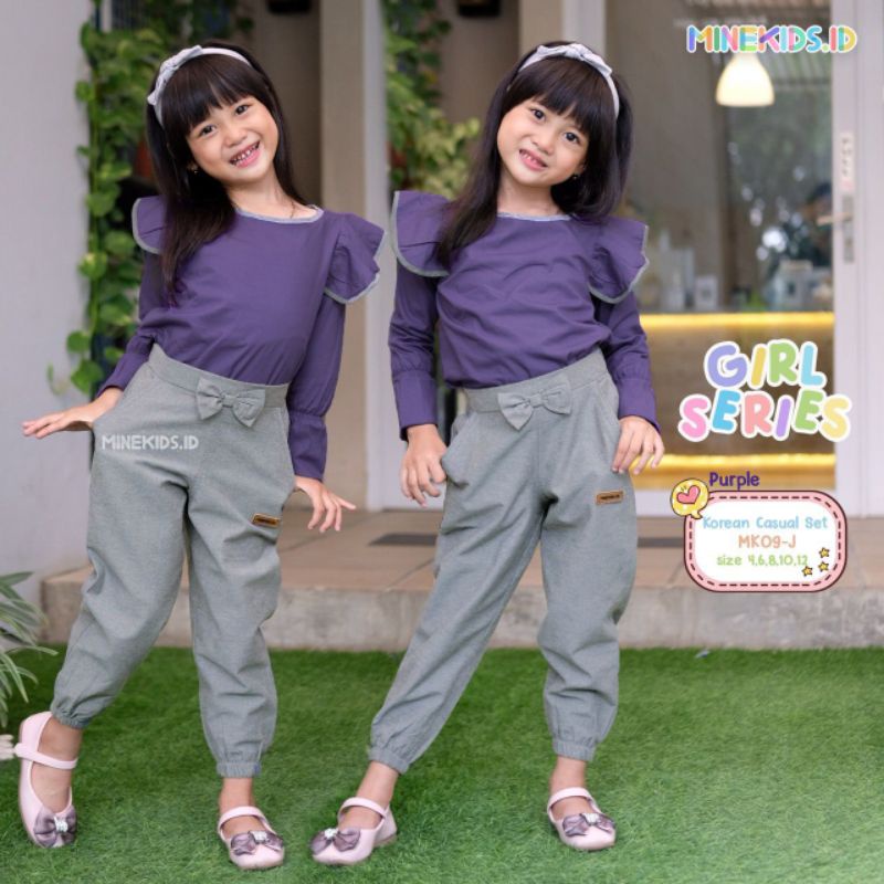 MINEKIDS Setelan Celana Anak Korean Style Girl Ungu MK-09