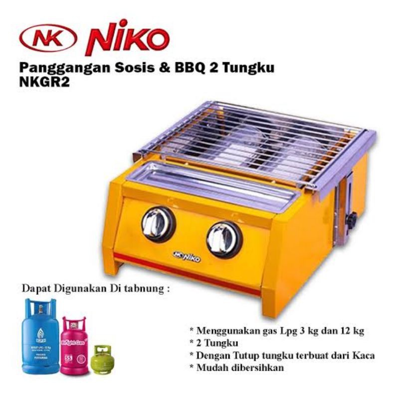Niko Kompor Pemanggang 2 Tungku / Kompor Grill BBQ &amp; Sosis NK-GR2
