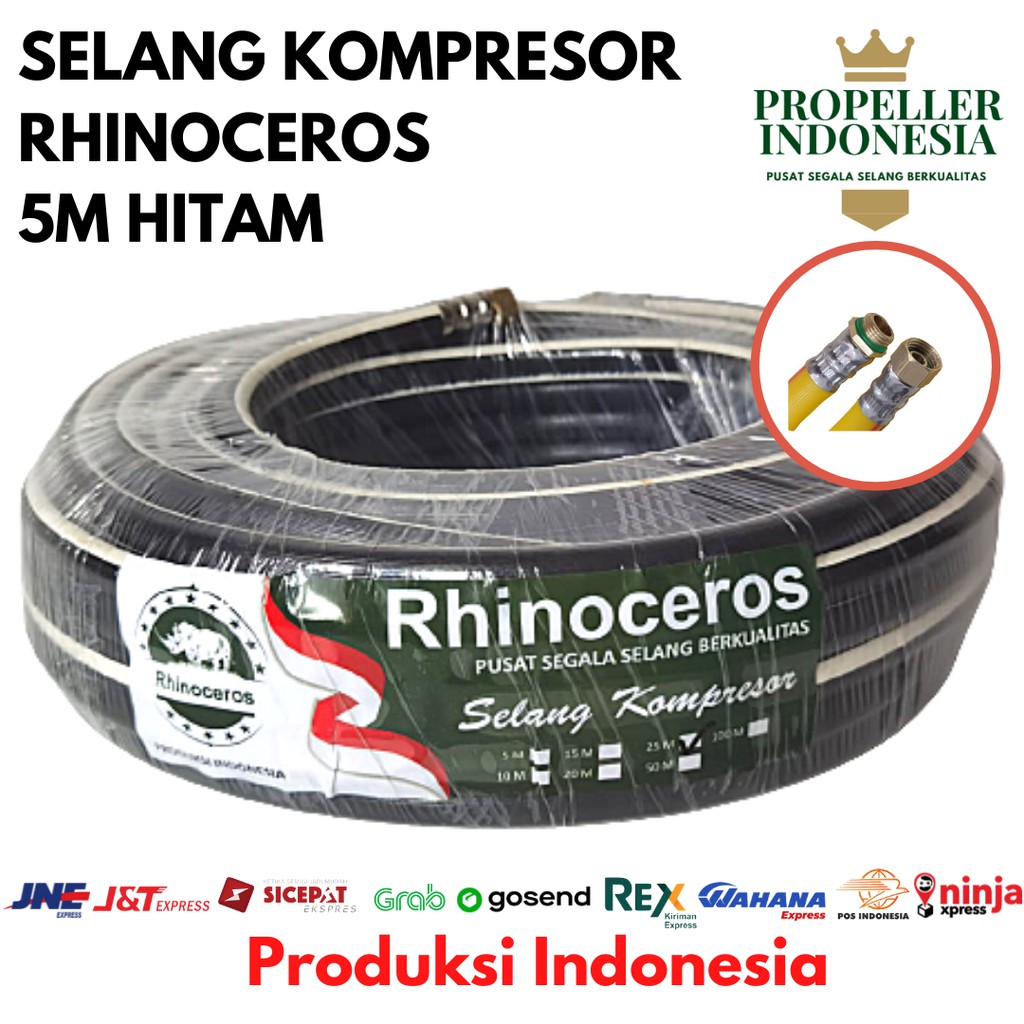 Selang Paket Kompresor Hitam RHINOCEROS 5M Selang Kompresor Angin Selang Kompresor Air