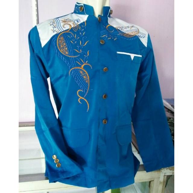 Jasko biru bordir | jasko bordir modern | Grosir koko jasko