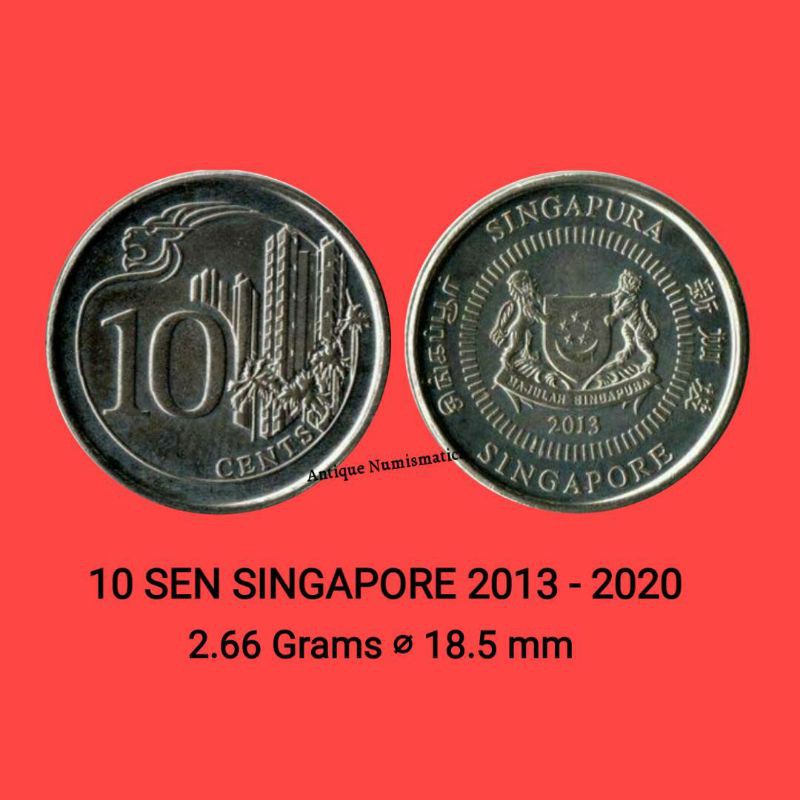 COIN SINGAPORE 10 SEN TRAVEL BACKPACKER 18.5mm KOIN SINGAPURA