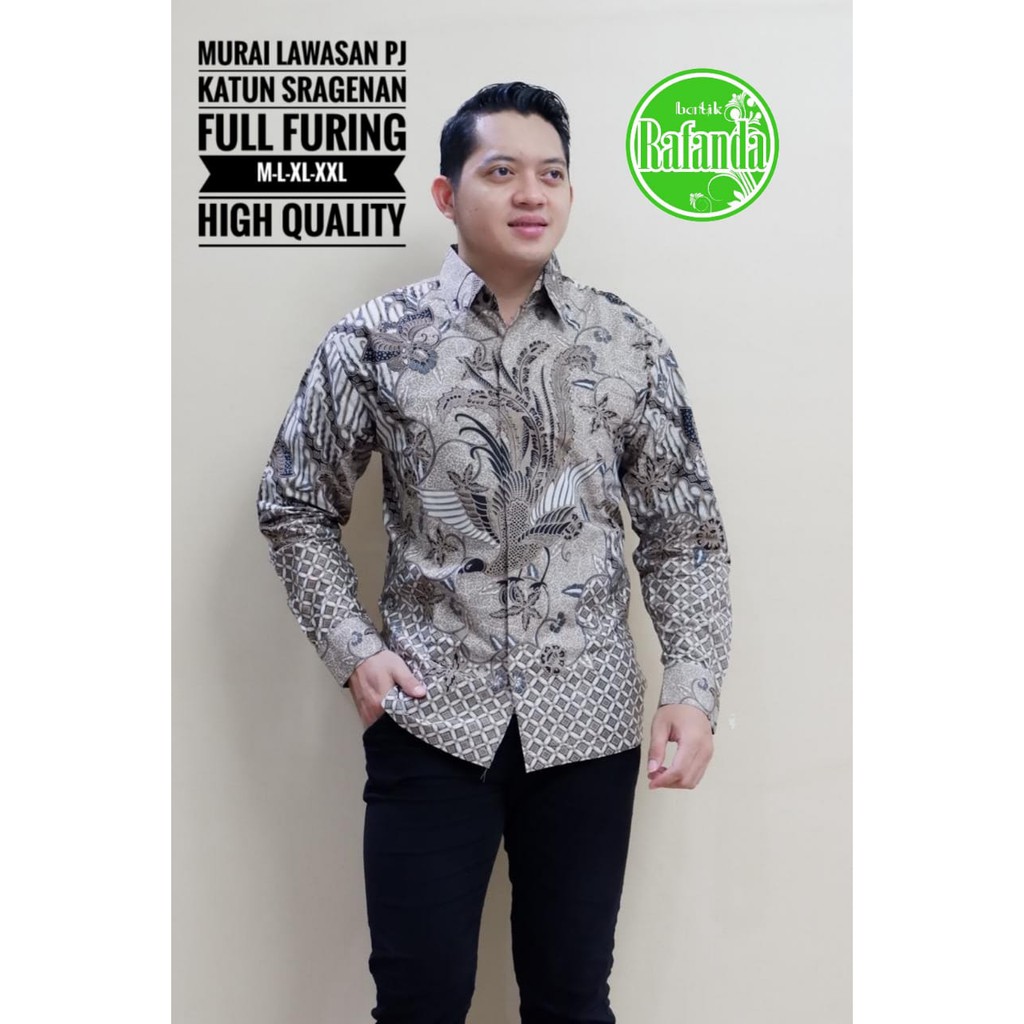 MURAI LAWASAN RAFANDA BAJU KEMEJA BATIK PRIA SOLO LENGAN PANJANG PENDEK LAPIS FURING ATASAN BATIK PREMIUM MODERN KATUN HALUS BANGAU KUNING MOZAIS MERAK PINK BANGAU WARNA GURDO EMAS TRESNO KARISMA MERAH ALBANI MAHKOTA BUNGA SATRIO SAE PRAKARYA NAGA BIRU