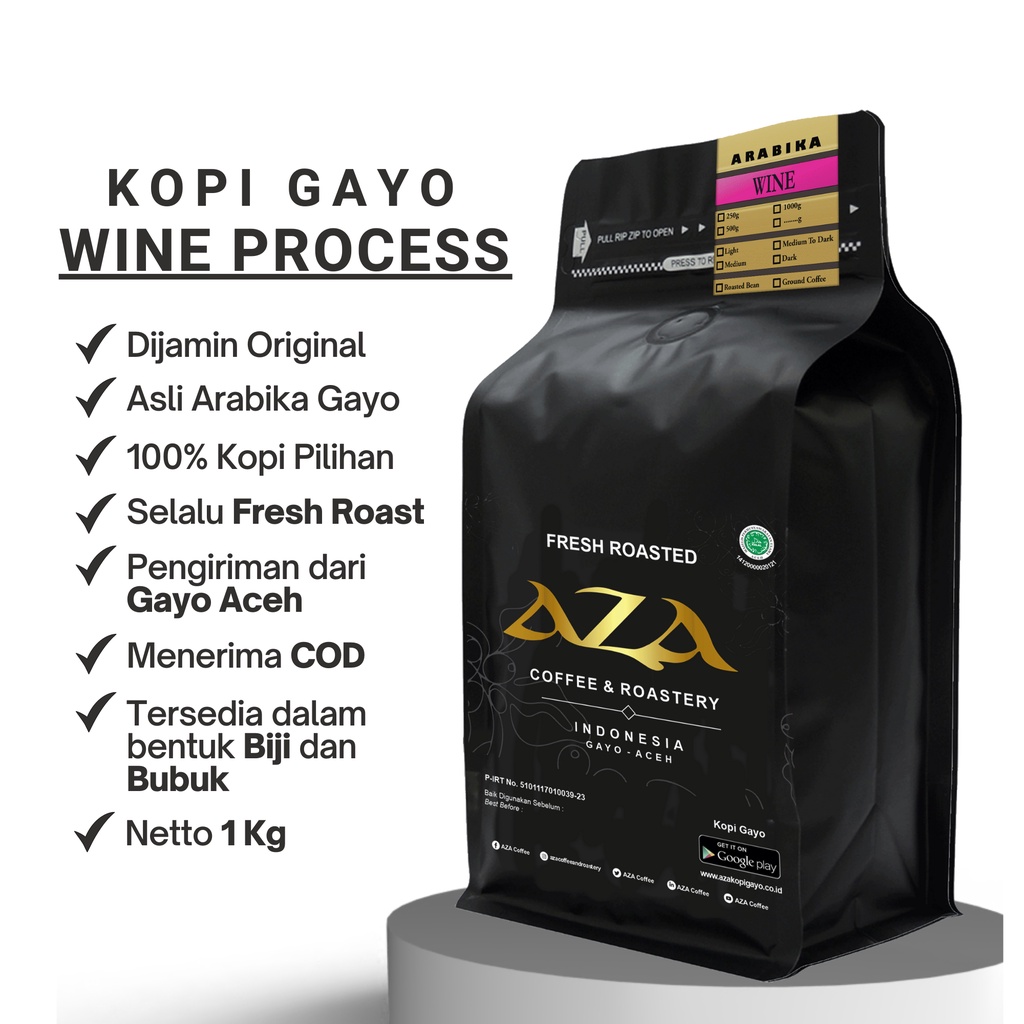 

Kopi Arabika Gayo Wine Coffe 1Kg-Bubuk/Biji-AZA Coffee