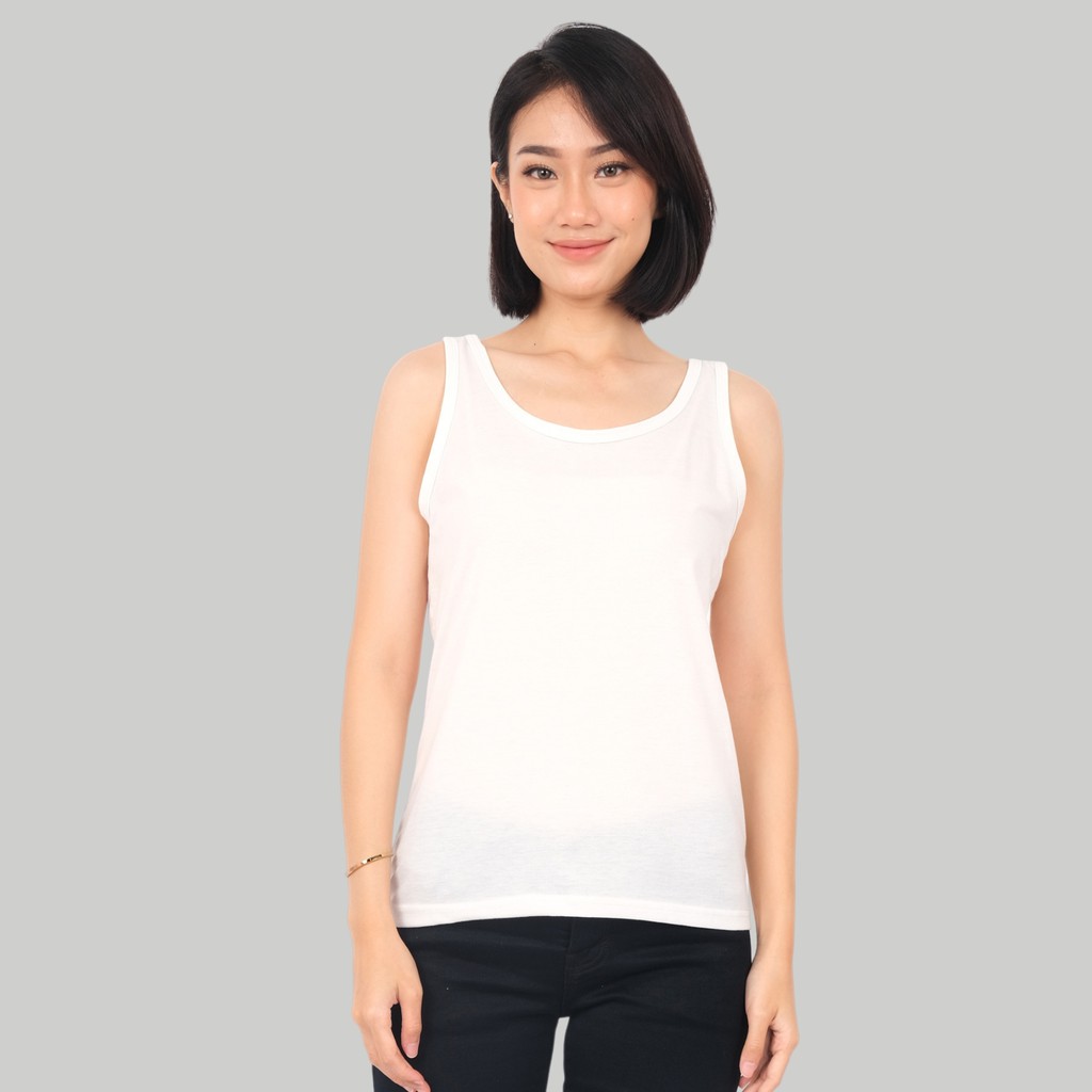 Monellina APRILA Tank Top Wanita Oversize Polos Singlet-PUTIH