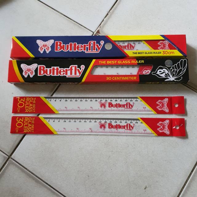 

Mistar/ penggaris 30cm butterfly plastik