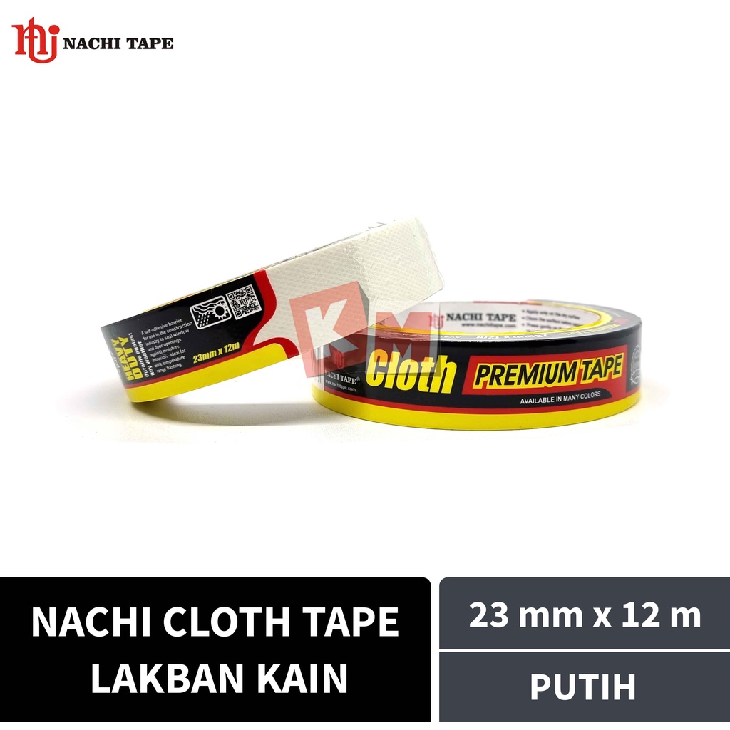 Lakban Kain Putih Nachi Cloth Tape 23 mm / 1 Inch x 12 meter / 23mm