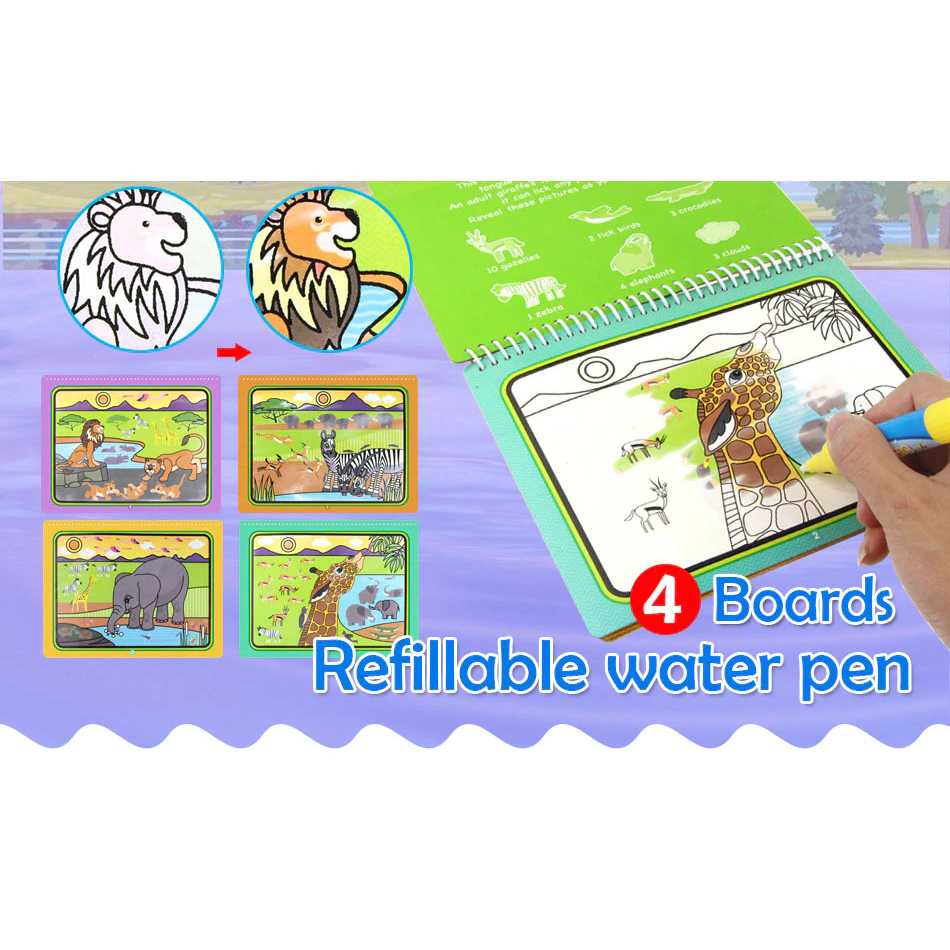 COOLPLAY Buku Mewarnai Cat Air Anak Magic Water Book - Gift-2358-1 ( Mughnii )