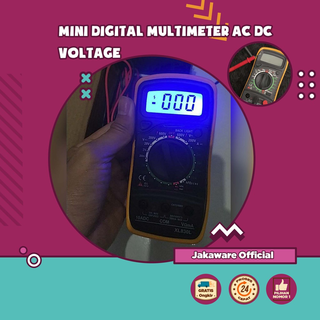 MINI DIGITAL MULTIMETER AC DC VOLTAGE TESTER ALAT TES PENGUKUR ARUS BATERAI ACCU AKI MOBIL MOTOR ACU