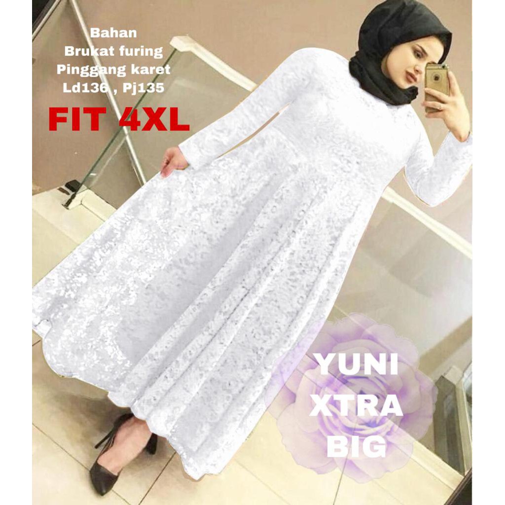 INDOBEST BRUKAT 4XL / 5XL XL  BIG SIZE XTRA / GAUN PESTA / YUNI DRESS GOOD QUALITY GAMIS