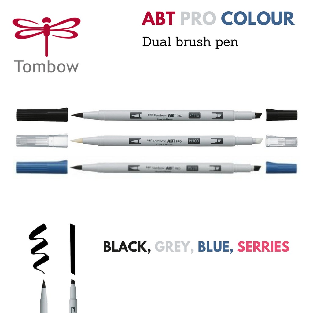

Tombow ABT Pro Colour Dual brush pen (Black , Grey and Blue Series)