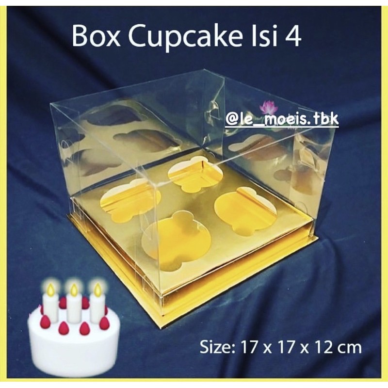 

Box Mika Cupcake isi 4 Gold uk 17 x 17 x 12 cm Donat Dus Kue Kardus Emas Muffin Cake Pudding Karton