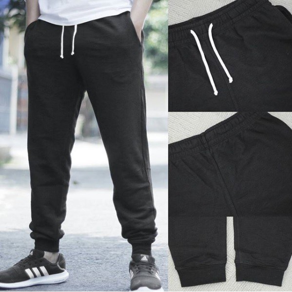  Celana  Uniqlo  Jogger Joggerpants Black Basic Sweatpants 