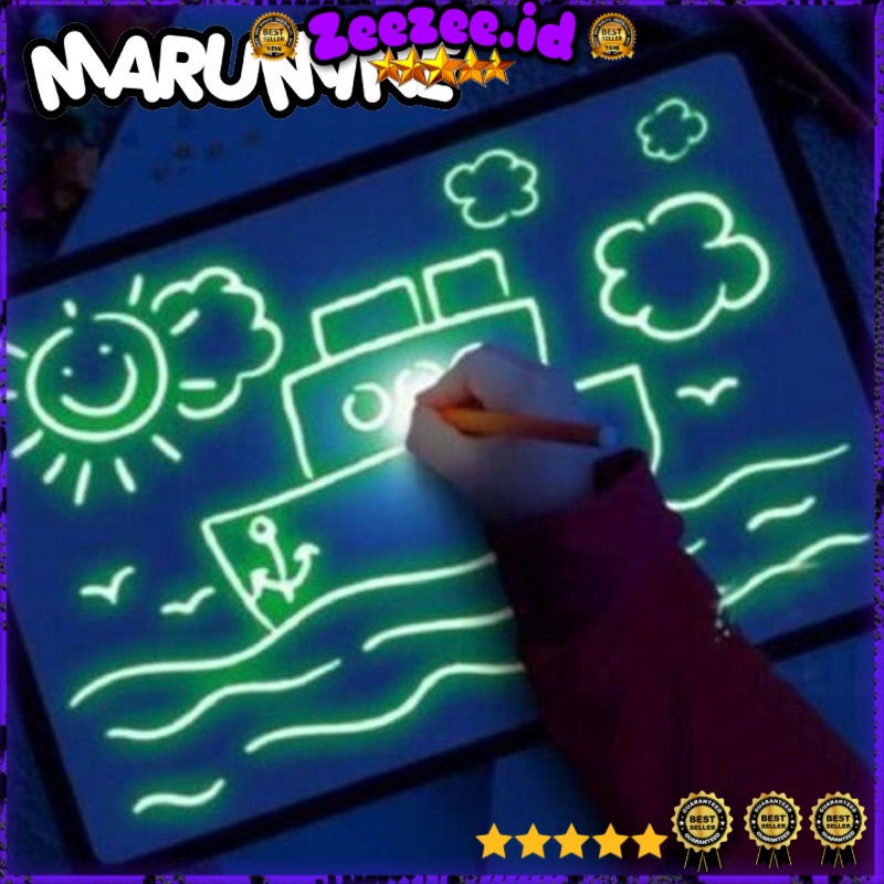 Mainan Edukasi Papan Menggambar Ajaib Magic Luminous Drawing Board A4 - F66-A4L - Black