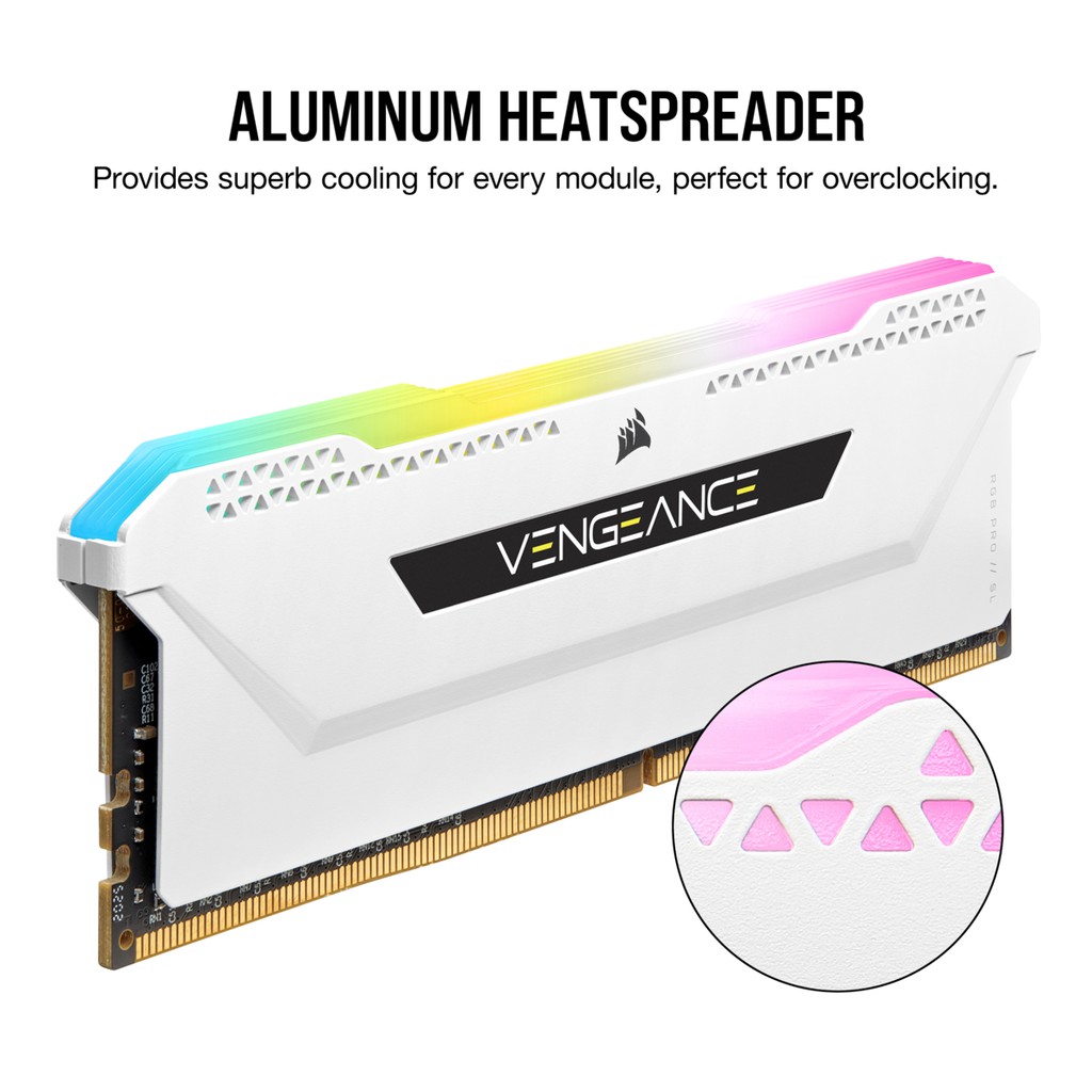 Corsair Vengeance RGB PRO SL 16GB (2 x 8GB) DDR4 3200MHz - White CMH16GX4M2E3200C18 [GS]