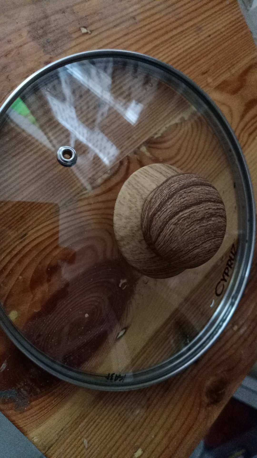 Cypruz Tutup Panci Kaca Gagang Kayu Glass Cover Lid 18 Cm 20 Cm