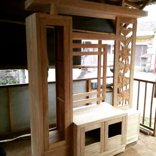 Rak Tv Bufet Minimalis Ukiran Motif Bunga Rak Pajangan Bahan Kayu Jati Ukiran Jepara