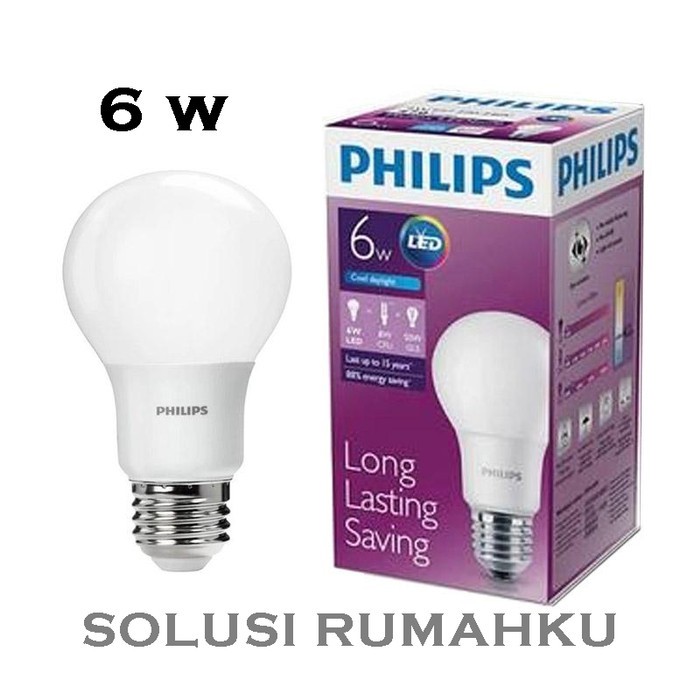 LAMPU PHILIPS LED BULB 6W PUTIH 6 W WATT BOHLAM PHILLIP PHILLIPS SRNew1383