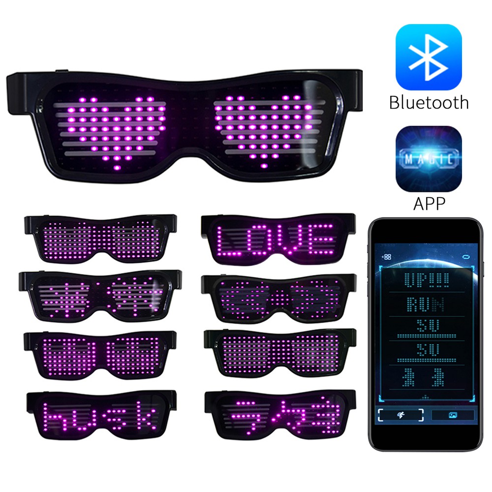 LED Glasses Bluetooth DIY Luminous Rave Party Glasses Festival