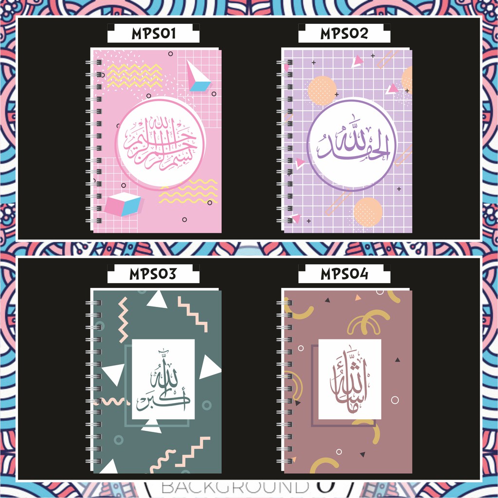 

Notebook / Ring Note Unique Memphis Kaligrafi / Kaligrafi Muslim Muslimah Spiral A5 Murah