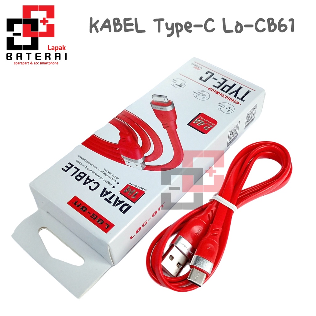 Log On - CB61c Type C Kabel Charger 2.4A Fast Charging / Quick Charger 3.0 100cm / Kabel Data - 1 Tahun Garansi