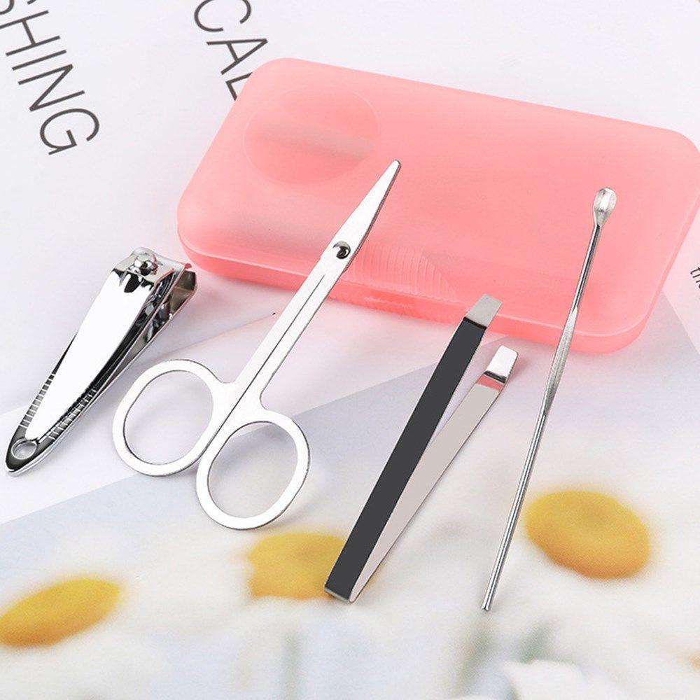 TOP 4pcs /Set Warna Acak Manicure Tool Set Travel Alat Set Perawatan Jari Grooming Kit Pedicure