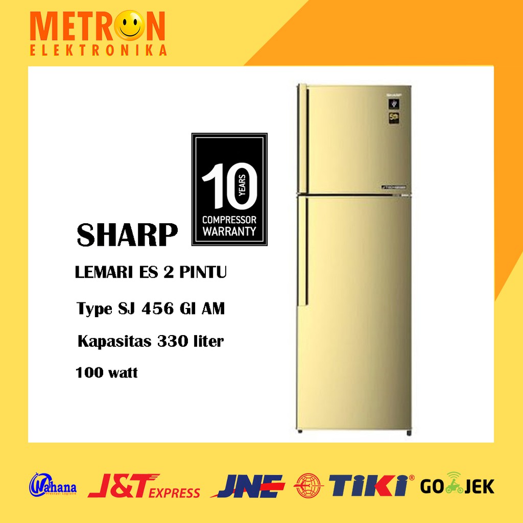SHARP SJ 456 GI AM GOLD LEMARI ES 2 PINTU BIG INVERTER / SJ456