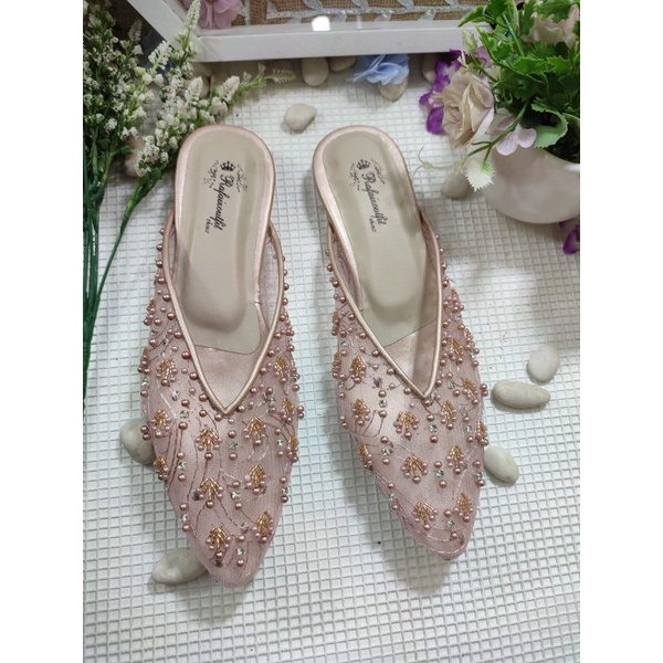 flatshoes wanita pesta wedding mewah Marrisa rosegold