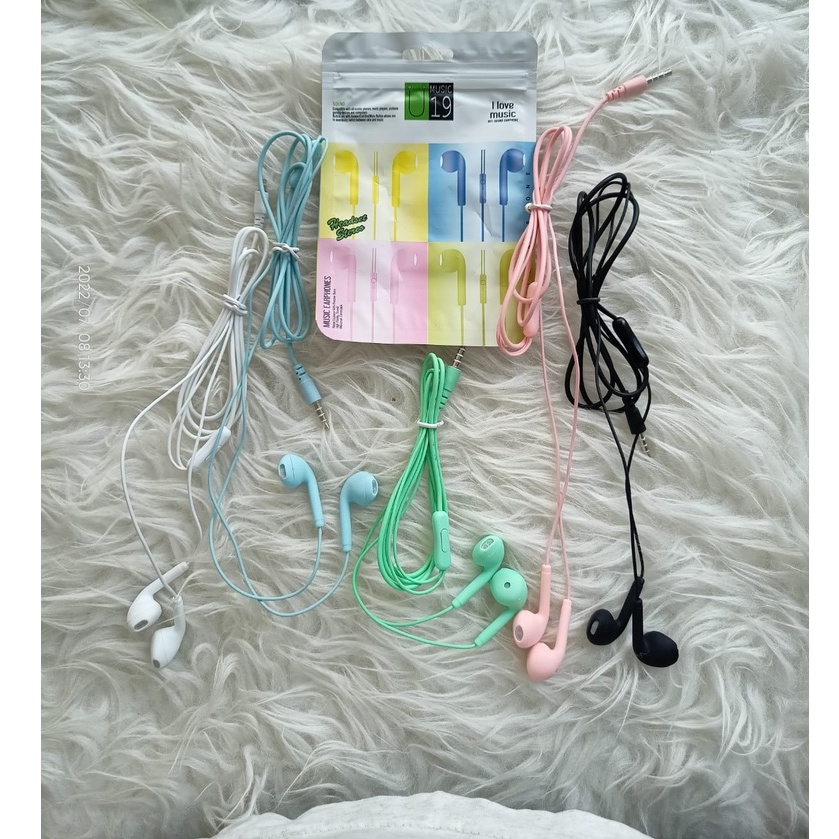 HF handsfree  U19 macaron + pack import HF Extra Bass