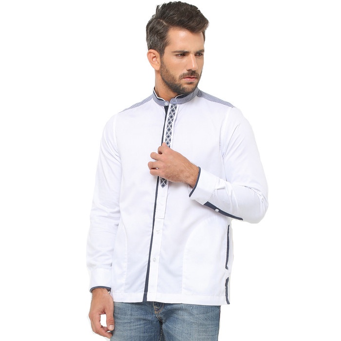 LGS - Baju Koko - Lengan Panjang - Bordir - Variasi Warna - Putih - XL