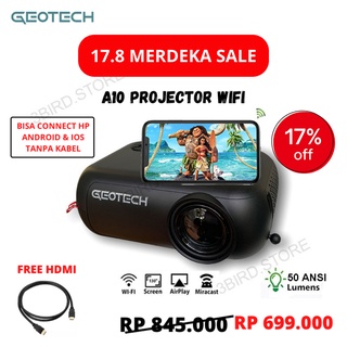 Projector GEOTECH A10 Mini Proyektor Wifi Mirroring  LED Portabel 50 ANSI Lumens Bisa Connect Hp Tanpa Kabel