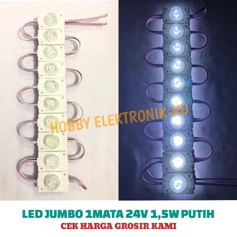 LAMPU LED JUMBO 1MATA 24V 1,5W PUTIH (PEMBELIAN MINIMAL 10PCS)