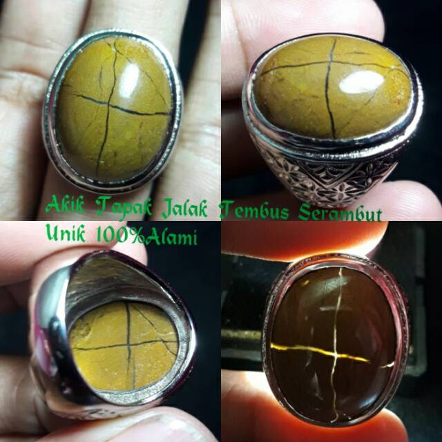 NATURAL BATU AKIK MOTIF TAPAK JALAK TEMBUS SERAMBUT UNIK LANGKA PILIHAN ASLI ALAMI 055