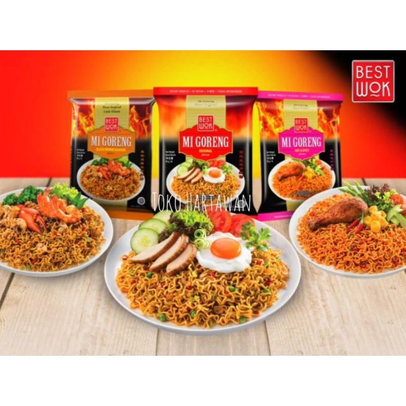 BEST WOK mie goreng (5pc) 5 varian rasa Extra hot,Korean spicy, Black pepper seafood, Original &amp; Spicy