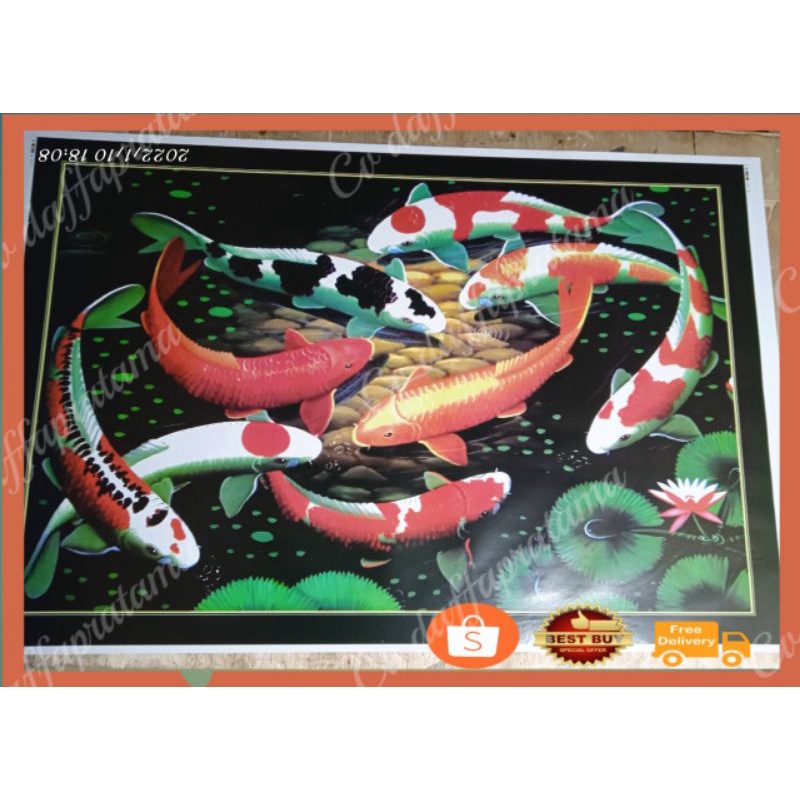 poster jumbo lukisan ikan koi