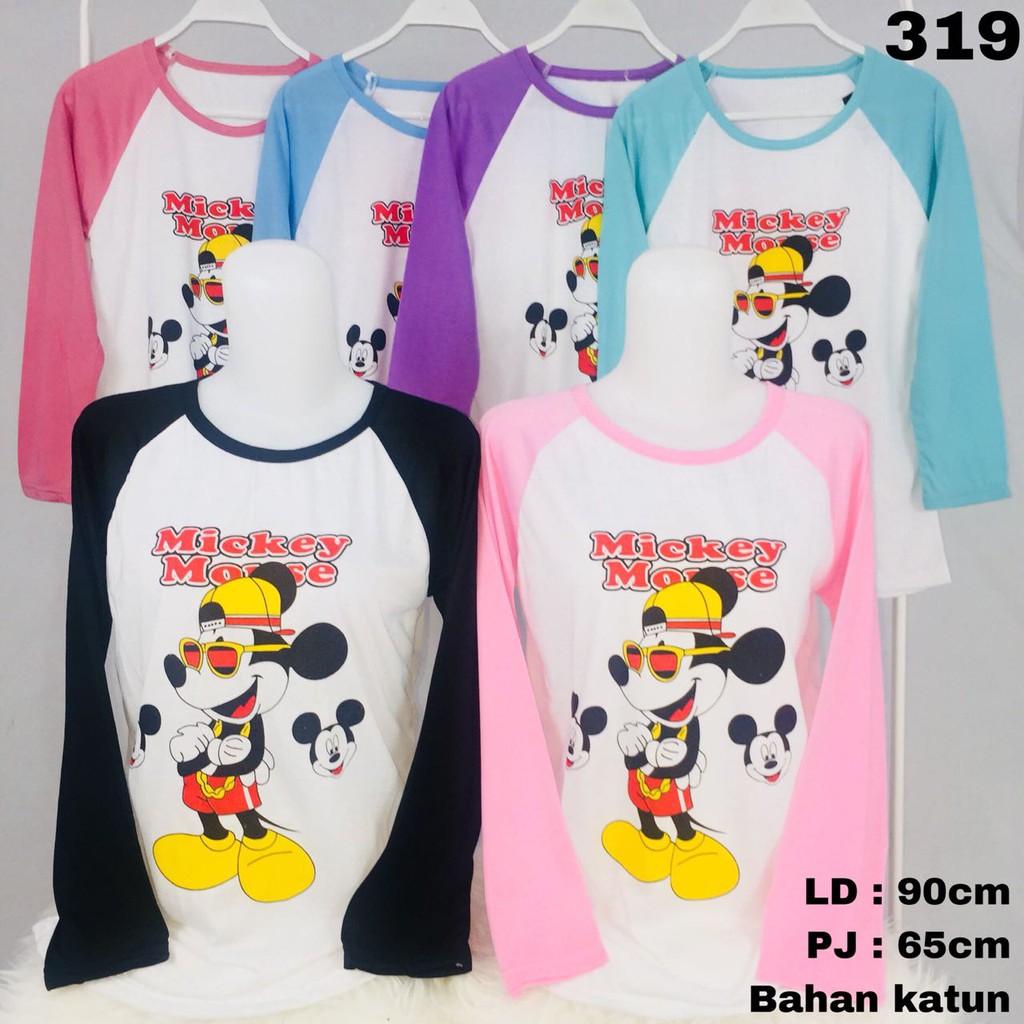 Baju Kaos Panjang Wanita Reglan Yesmode Tshirt Distro Allsize Murah Kekinian Bahan Kaos Lilipop