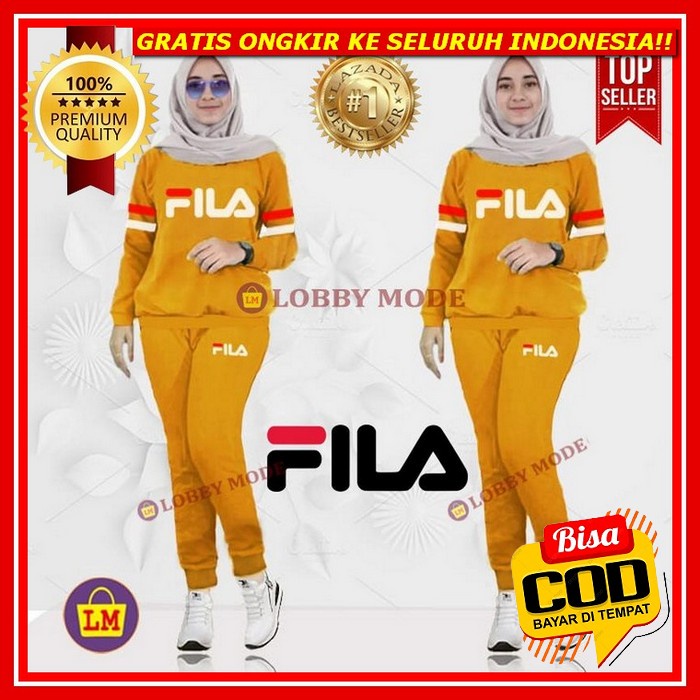 Baju Olahraga 1 Set Wanita Muslimah Setelan Senam Training Deenay Lengan Panjang Celana Panjang Pist