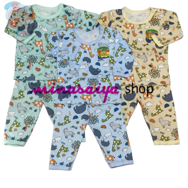 ZAHDAN Setelan Bayi SNI Lengan Panjang / Piyama Motif Kancing Pundak