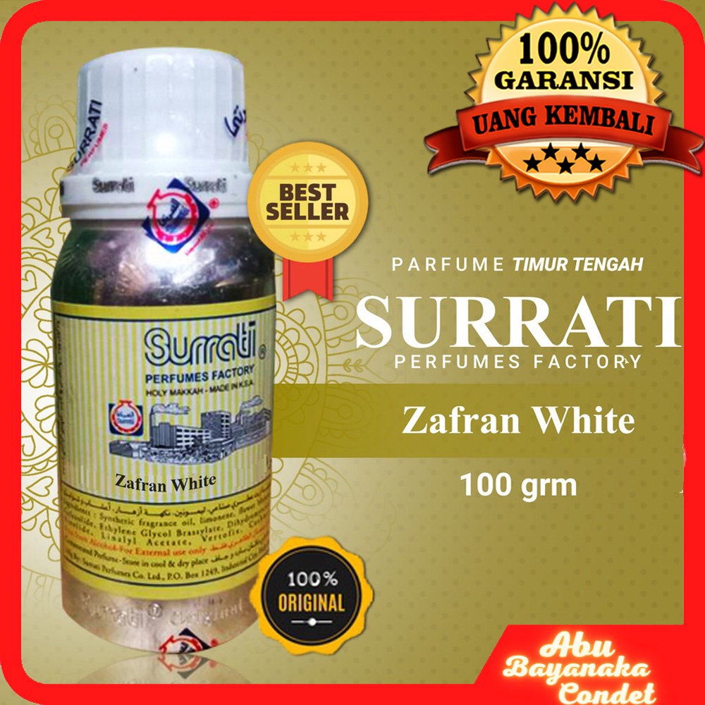 Parfum ZAFRAN WHITE 100gr | Parfum Surrati | Bibit Minyak Wangi 100% NON ALKOHOL