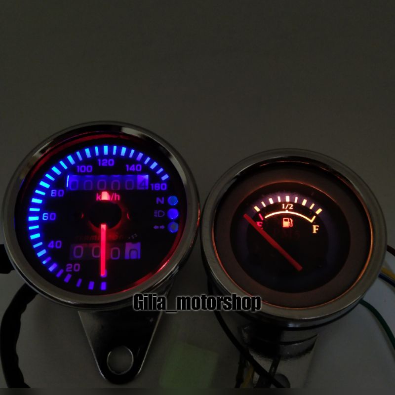 paket Kilometer Indikator Plus Speedometer Amper Bensin Jarum Fuel meter Bensin Universal Motor