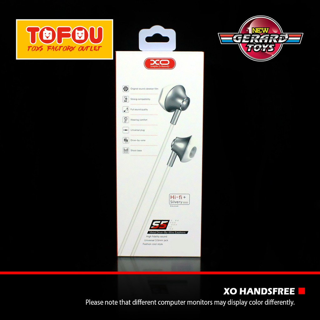 XO Handsfree Earphone S5 Silver Original Murah