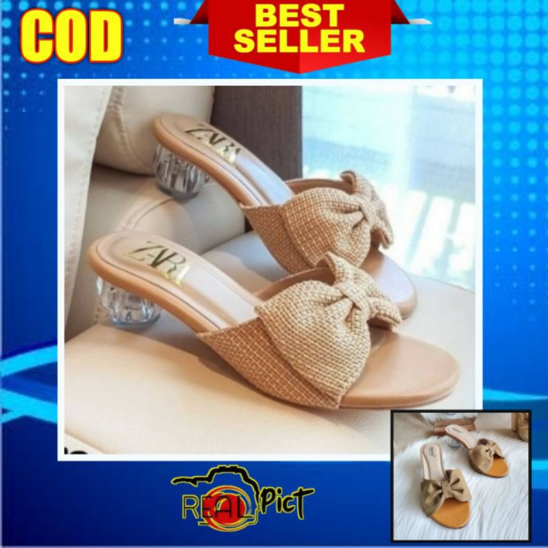 Sendal Slip Sandal Selop Jinjit  Hak Tahu Kaca Haihil Wanita Cewek Perempuan Lebaran Terbaru 2021 Pr