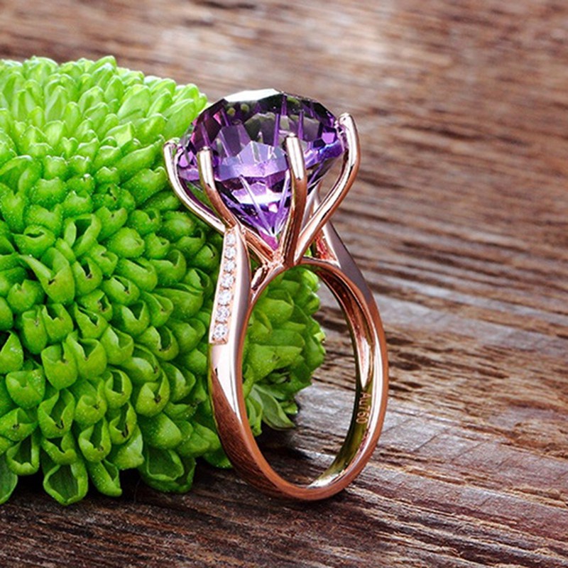 Set With Natural Amethyst Zircon Ring Ladies Fashion Wedding Ring Engagement Ring