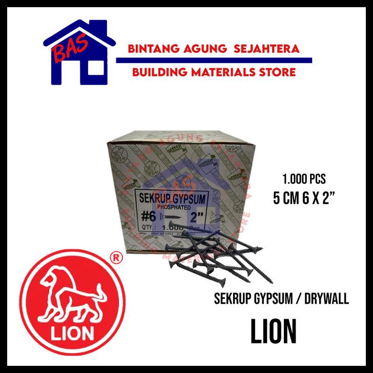 

Moon Lion 5 Cm 6 X 2 Sekrup Gypsum Kayu Baut Drywall 1000 Pcs