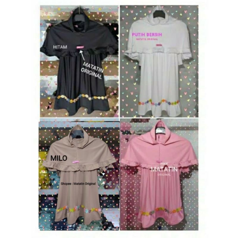 GAMIS ANAK ANNUR/RENDA PELANGI+jilbab JERSY 3-6thn